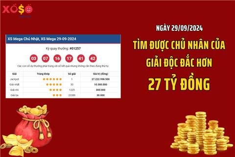 Ngày 29/9: Tìm được chủ nhân của giải độc đắc hơn 27 tỷ đồng