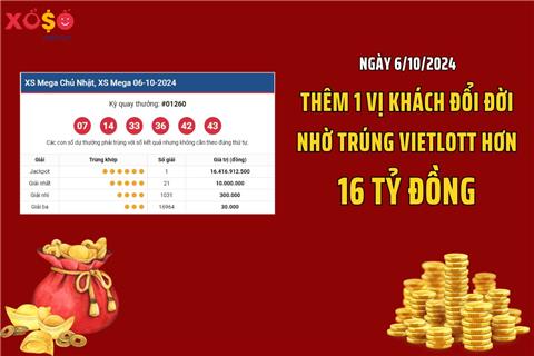 Ngày 6/10: Đầu tháng đã "nổ" giải hơn 16 tỷ đồng, khách hàng may mắn là ai?