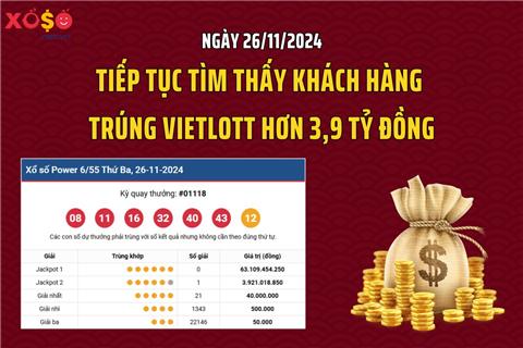 Ngày 26/11: Tiếp tục tìm thấy khách hàng trúng Vietlott tiền tỷ