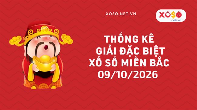 Thống kê giải đặc biệt Xổ số miền Bắc hôm nay Thứ 6 ngày 09/10/2026